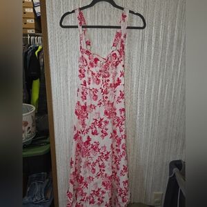 White Maxi Sundress with Pink Floral Print